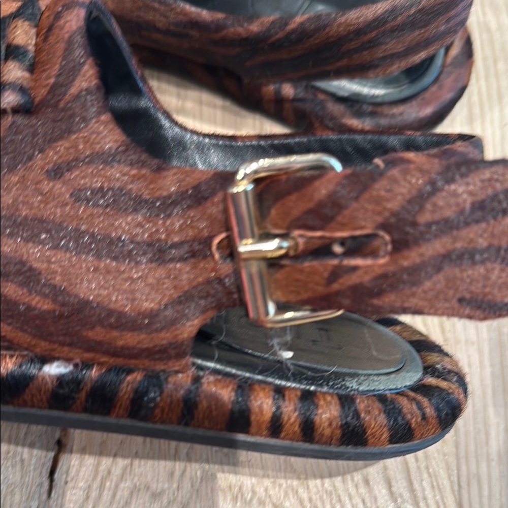 Tibi Brown and Black Animal Print Sandals - Picture 4 of 6